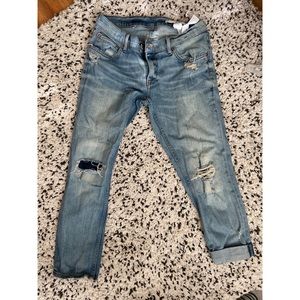 Zara ripped straight leg jeans